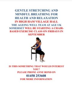 Chair-based Yoga Class Coming to High Ham in September