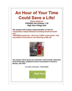 4th October Resuscitation demonstration and AED information