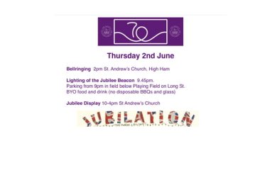 Jubilee Beacon and bells  2nd June 9.45pm