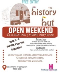HISTORY HUT OPEN WEEKEND