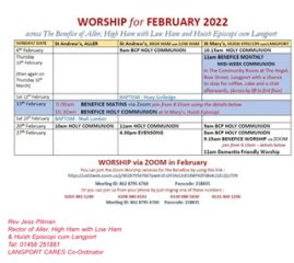 February services St Andrew’s Church, High Ham