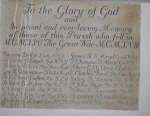 Display in St Andrew’s Church – stories of the parish men who fought and died in WW1