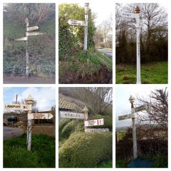 Some of the parish's historic cast iron fingerposts 