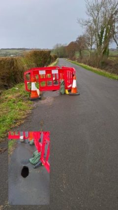 March '18 Nythe Road - waiting for repair to collapsed pipe under road