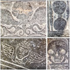 Details from ledger stones, St. Andrew's Church, High Ham